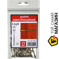 Шуруп Украина Шуруп по дереву потайная головка сталь 4,5x40 мм 25 шт желтый цинк