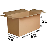 Гофроящик картонна коробка для пошти 420*220*210 бурий 5 кг чотириклапанний