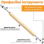 Набір професійних гончарних стеків - 6 штук - Двосторонні стеки з нержавіючої сталі для роботи з глиною, фото 3