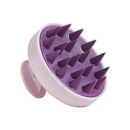 Силіконова щітка-масажер для миття голови 8 см - white-purple, фото 4