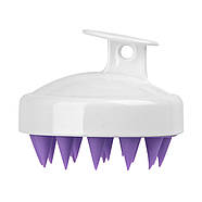 Силіконова щітка-масажер для миття голови 8 см - white-purple, фото 5