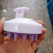 Силіконова щітка-масажер для миття голови 8 см - white-purple, фото 6