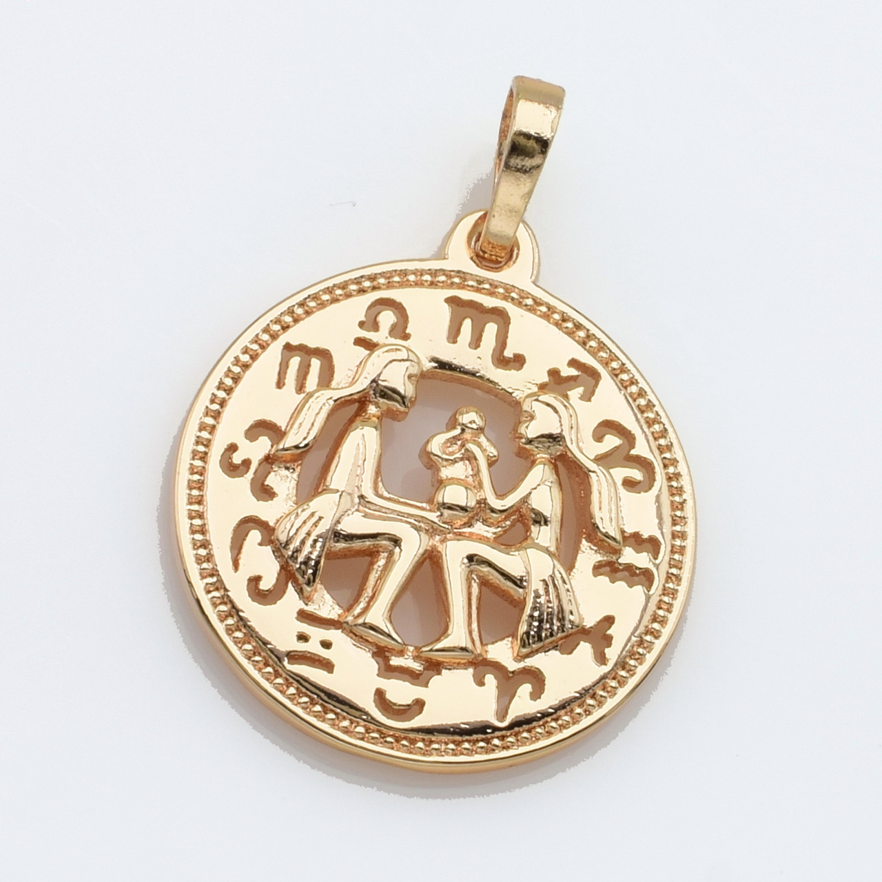 XUPING M&L Кулон Позолота 18к Знак зодіаку Близнята, Висота 2.8см, Ширина 2см