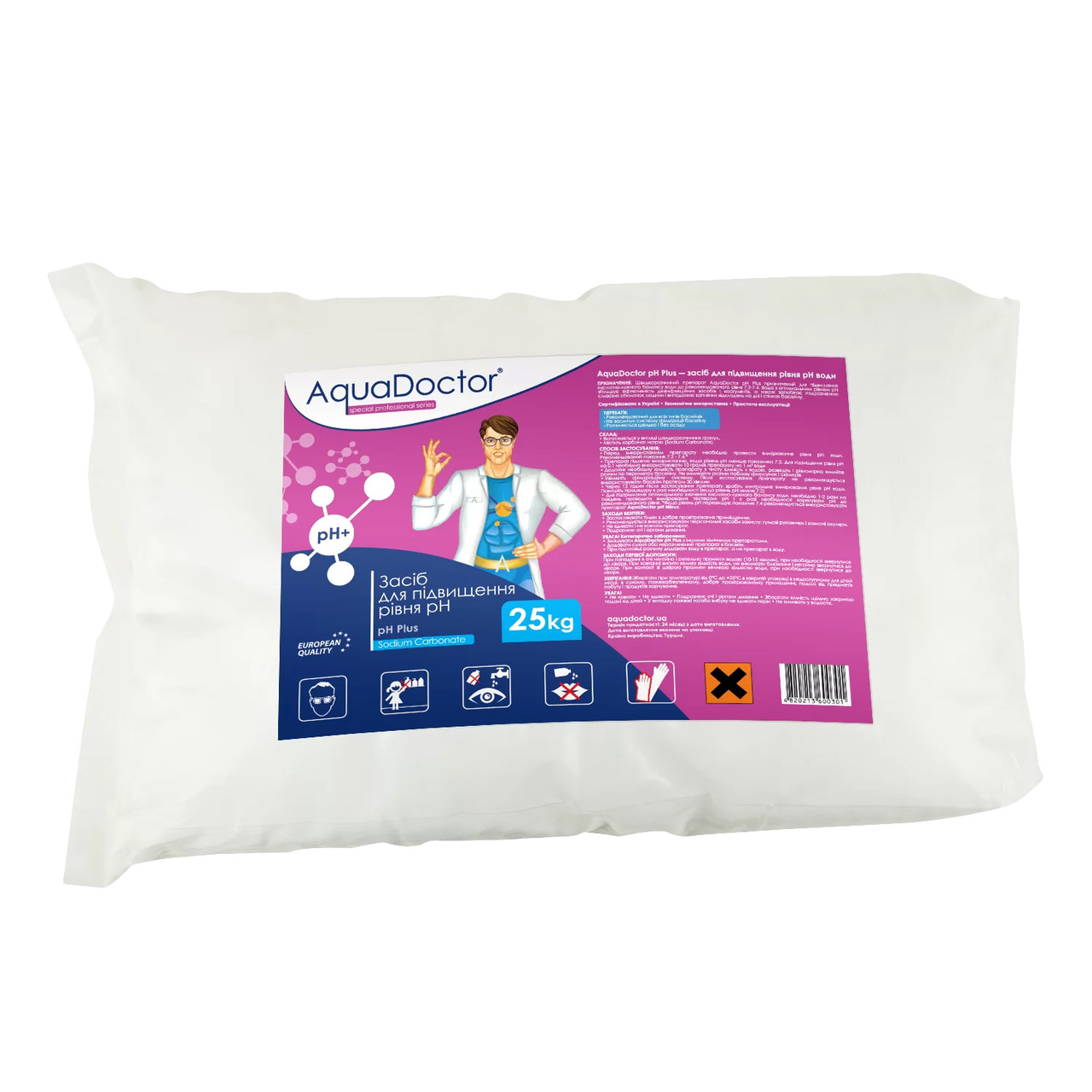 Хімія для басейну AquaDoctor pH Plus засіб для підвищення рівня pH у гранулах (25 кг)
