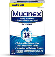 Mucinex 600 мг Снимает застой в груди, отхаркивающее, 80 шт.