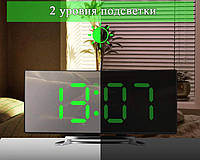 Зеркальные LED часы с будильником и термометром VST DT-6507 Black (зеленная подсветка) (6800) (F-S)