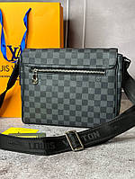 Сумка мессенджер Louis Vuitton District PM Damier Graphite с лого в углу s067 серый хорошее качество
