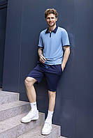 Костюм мужской (футболка «поло»+шорты) голубой+темно-синий