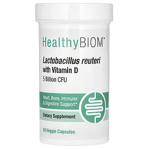 Лактобактерії з вітаміном D HealthyBiom Lactobacillus Reuteri LRC Vitamin D 5 млрд КУО 90 капс.