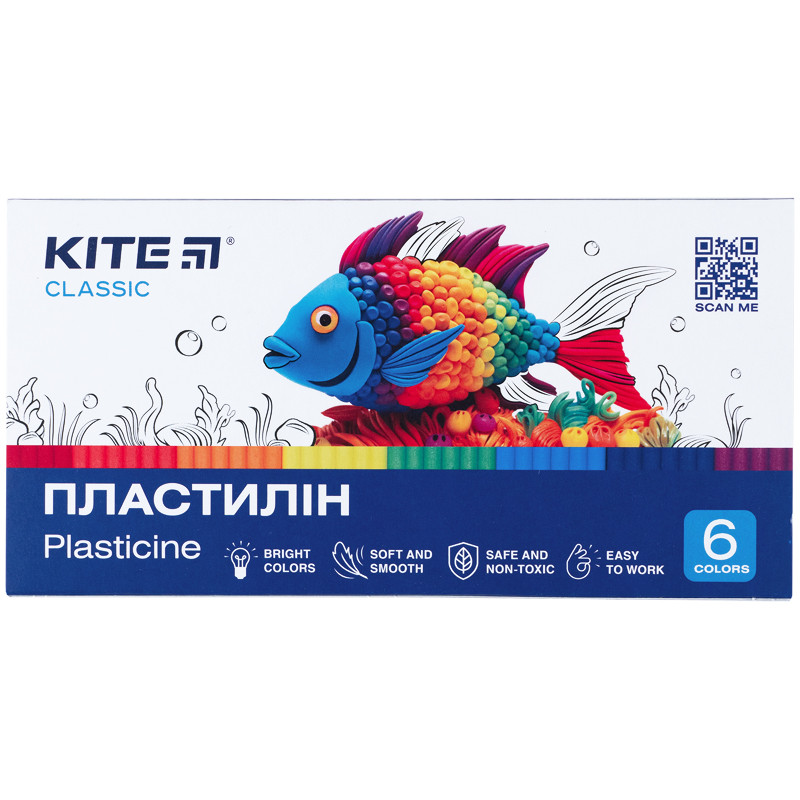 Пластилін восковий Kite Classic K-081, 6 кольорів, 120 г