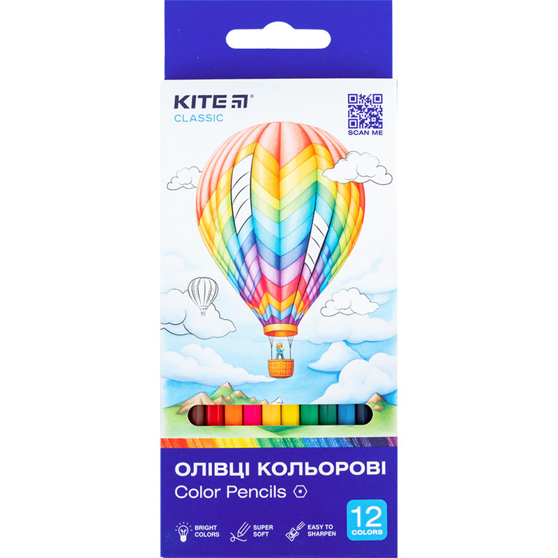 Олівці кольорові Kite Classic K-051, 12 шт.