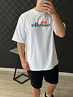 Футболка оверсайз Ellesse хлопок унисекс, Мужская футболка Элис белая oversize модная повседневная