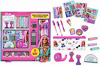 Набор канцелярский 99-0109 Barbie, пенал 19-6-4см/застежка-молния, ручки, скотч, наклейки, штамп 2шт, маркеры