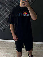 Футболка оверсайз Ellesse хлопок унисекс, Мужская футболка Элис черная oversize модная повседневная