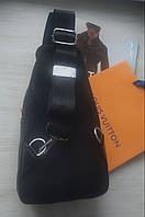 Мужская кожаная сумка слинг Louis Vuitton black через плечо. хорошее качество