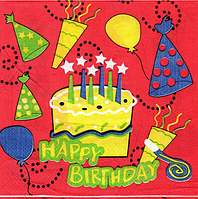 Салфетки бумажные праздничные "Happy Birthday, тортик", 20 штук