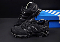 Мужские кроссовки Adidas Marathon Black Адидас Маратон черные легкие текстильные повседневные весенне летние