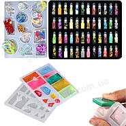 Набір 277 в 1 - молди, паєтки, інструменти та аксесуари для виготовлення прикрас з епоксидної смоли, фото 4