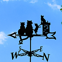 Флюгер на крышу Семья котиков, ветряк на дом