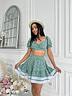 Літній жіночий костюм (топ+спідниця) NOBILITAS 42-48 м'ятного кольору, фото 3