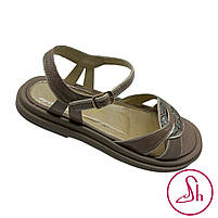 Босоніжки жіночі бежевого кольору на плоскій підошві “Style Shoes”, фото 3