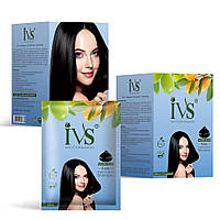 Стойкая краска для волос iVS Hair Color Shampoo Natural Black - Черный 10 саше по 30мл (Краска + Окислитель)