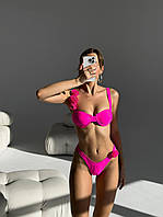 Женский купальник бикини с цветами со съемными чашками, полиэстер (розовый) S/M/L!