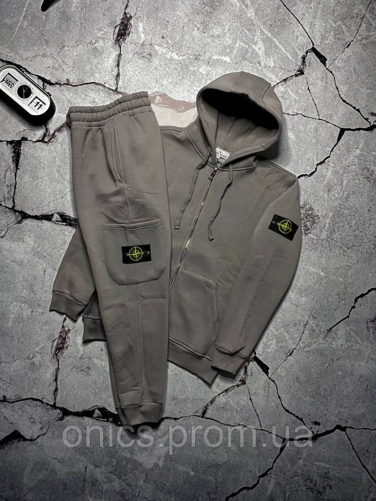 Спортивний костюм сірий зимовий Stone Island cірий хорошее качество - фото 2 - id-p2197414044