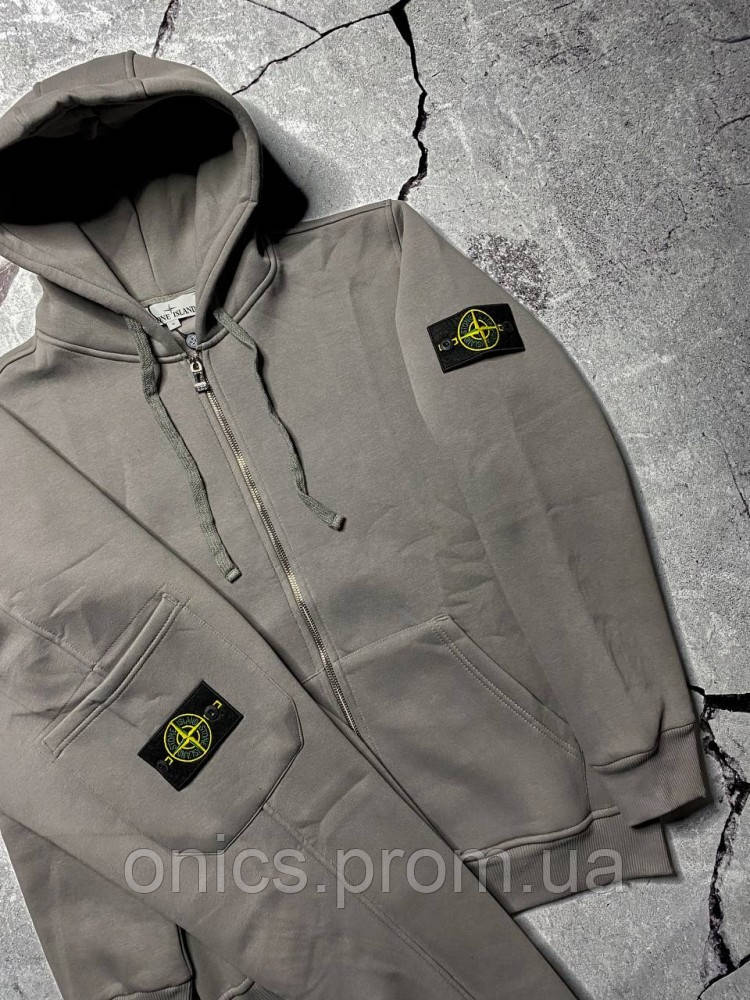 Спортивний костюм сірий зимовий Stone Island cірий хорошее качество - фото 4 - id-p2197414044