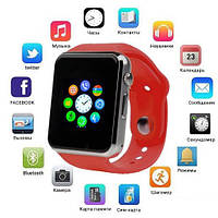 Смарт-часы Smart Watch A1 умные электронные со слотом под sim-карту + карту памяти micro-sd. Цвет: красный BKA