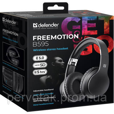 Навушники Defender FreeMotion B595 Black (63595), бездротові V5.0, 20Гц, 20кГц, 105дБ, 200 мАгод, фото 1