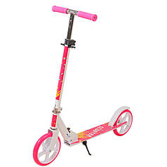Самокат міський рожевий прогулянковий з ножним гальмом Scooter 988A