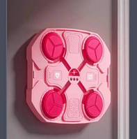 Музыкальный боксерский тренажер настенный с Bluetooth и встроенным динамиком +пара боксерских перчаток Розовая