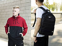 Анорак чоловічий "President" Nike червоно-чорний + рюкзак "Матрац" Nike чорний хорошее качество