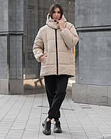 Женская зимняя куртка Staff бежевая swe beige oversize Denwer P Жіноча зимова куртка Staff бежева swe beige