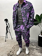 Мужской фиолетовый класический костюм.Рубашка+штаны.52-018 хорошее качество