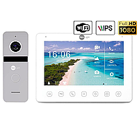 Комплект видеонаблюдения домофон+вызывная панель NeoKIT HD WF white/silver