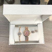 Подарунковий набір Chanel Bracelet/Watch/Earrings Gold гарна якість