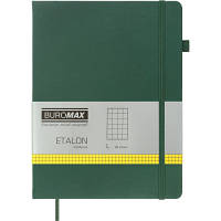 Книга записная Buromax Etalon 190x250 мм 96 листов в клетку обложка из искусственной кожи Зеленая sn