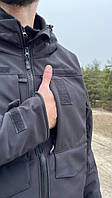 Тактична демісезонна куртка SoftShell утеплена Omni-Heat чорна хорошее качество