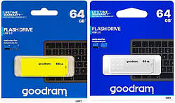 Модуль FD 64GB Goodram UME2 White USB 2.0 (UME2-0640W0R11), класична, пластик з ковпачком