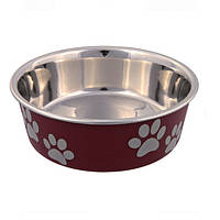 Миска для собак металлическая на резине с пластиковым покрытием Trixie 0.3 л 12 см Бордовый ( TS, код: 7633483