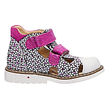 Ортопедичні сандалі для дівчинки з жорстким задником та супінатором Theo Leo 1134 WH PT-PUR розмір 18-30, фото 2