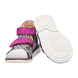 Ортопедичні сандалі для дівчинки з жорстким задником та супінатором Theo Leo 1134 WH PT-PUR розмір 18-30, фото 4