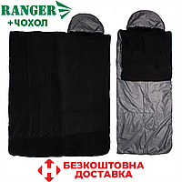 Спальный мешок одеяло с капюшоном мешок спальный походный зимний спальник теплый Ranger 3 season Grey