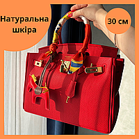 Женская сумка Hermes Birkin натуральная кожа красного цвета 30 см