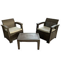Комплект уличной садовой мебели 2-местный Bonro B-18019 коричневый (42400519)