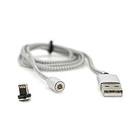 Магнітний кабель Ninja USB 2.0 / Lighting, 1m, 2А, індикатор заряду, тканинна оплетка, броньований, знімач,