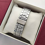 Жіночий наручний годинник Guess (Гес) сріблястий з чорним, камінчики навколо циферблату - код 2373b, фото 5