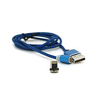 Магнітний кабель Ninja USB 2.0/Lighting, 1m, 2А, індикатор заряду, тканинне обплетення, броньований, знімач,